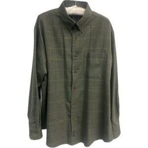 Woolrich Men’s Plaid Button Down Moss Green Long Sleeve Wool Blend Shirt…